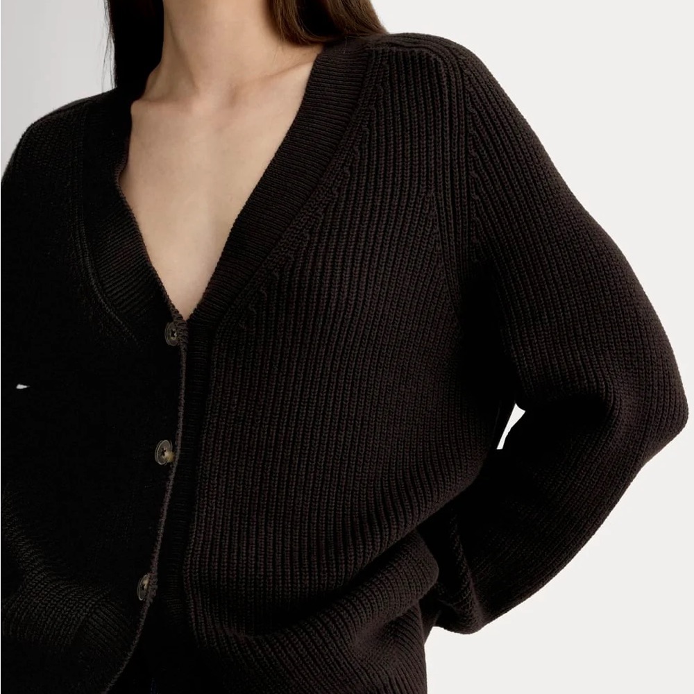 Everlane Chunky Knit Black Cardigan Sweater - Picture 2 of 10